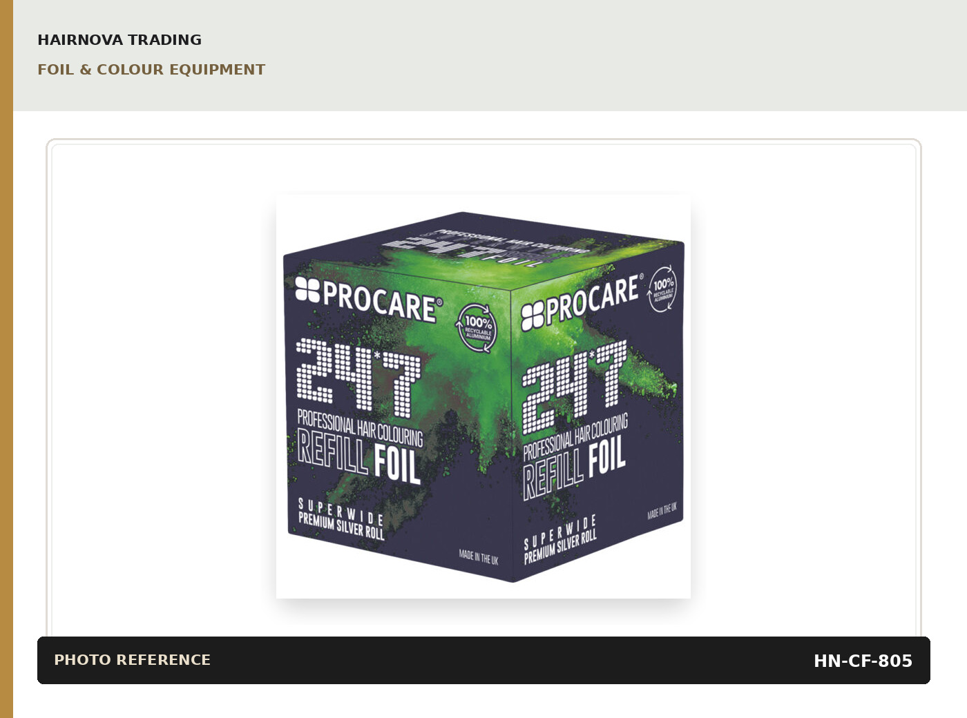 Hair Foil — 300 mm Format catalogue product image